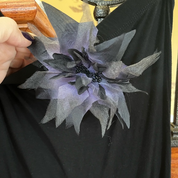 Ariella Black Strapless Asymmetrical Hem With Removable Flower Mini Dress - Picture 4 of 10